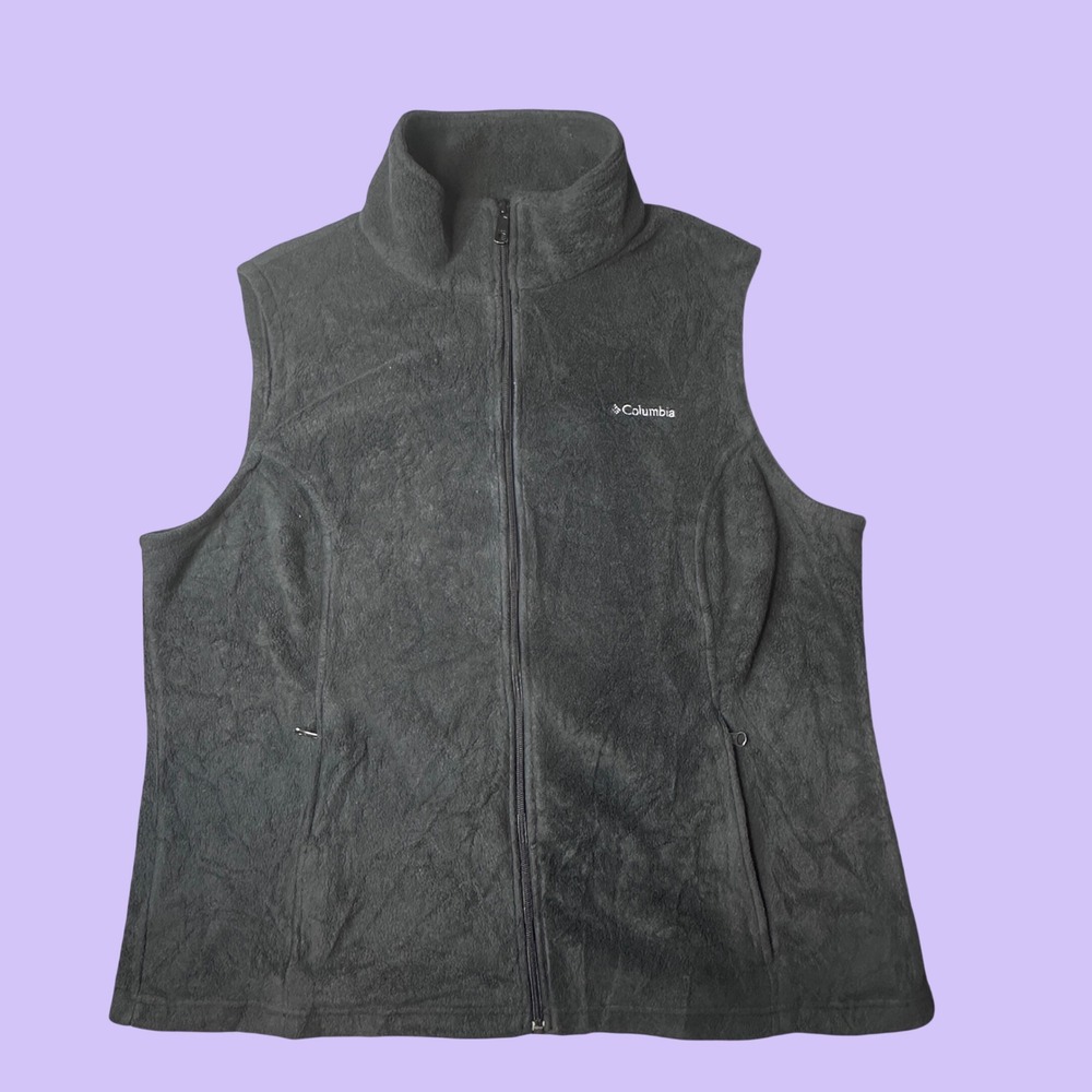 Columbia Vest Womens 1X Black Benton Springs Fleece Full Zip Mock Neck Layer
